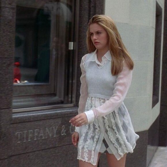 Vintage Silk Sheer Stripe Button Down Shirt _ Cream Silk Long Sleeve Women - Picture 9 of 9